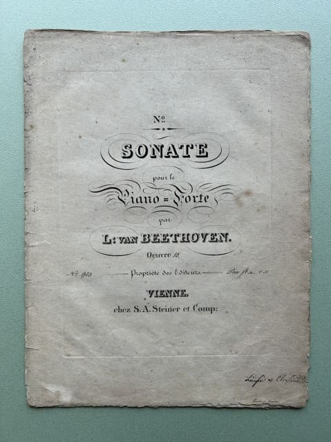 ベートーヴェンピアノソナタ『悲愴』
オリジナル版楽譜　表紙
1810年　ウィーン・シュタイナー社　出版
