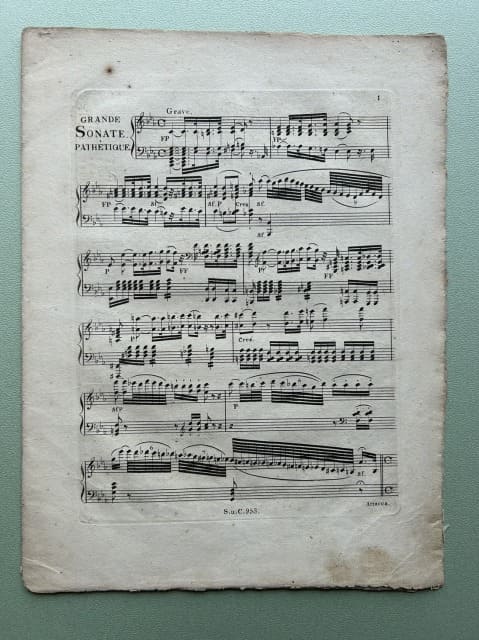 ベートーヴェンピアノソナタ『悲愴』
オリジナル版楽譜　序奏部
1810年　ウィーン・シュタイナー社　出版